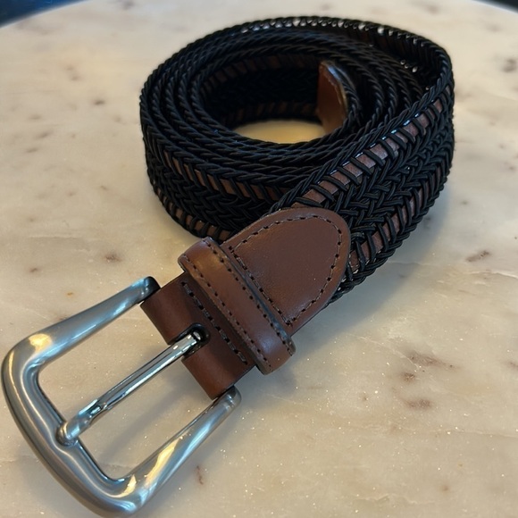2-Torino belts both size 46 black/ brown woven and taupe/brown woven NWT - Picture 17 of 17